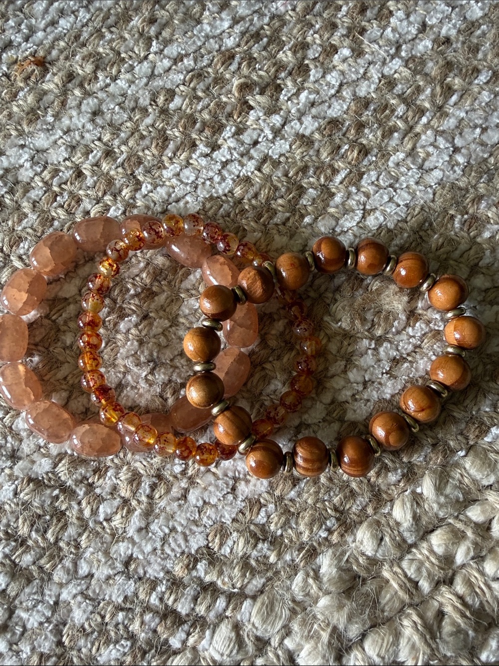 Brown and Amber Bead Bracelet Set - Women Jewelry